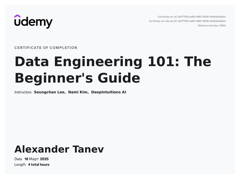 Data Engineering Certification